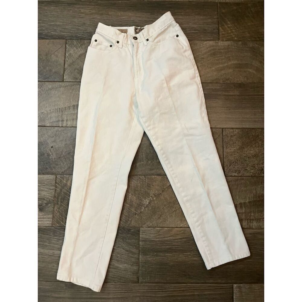 Express Vintage 1990s Women's White High-Rise‎ Straight Denim Jeans Size 5